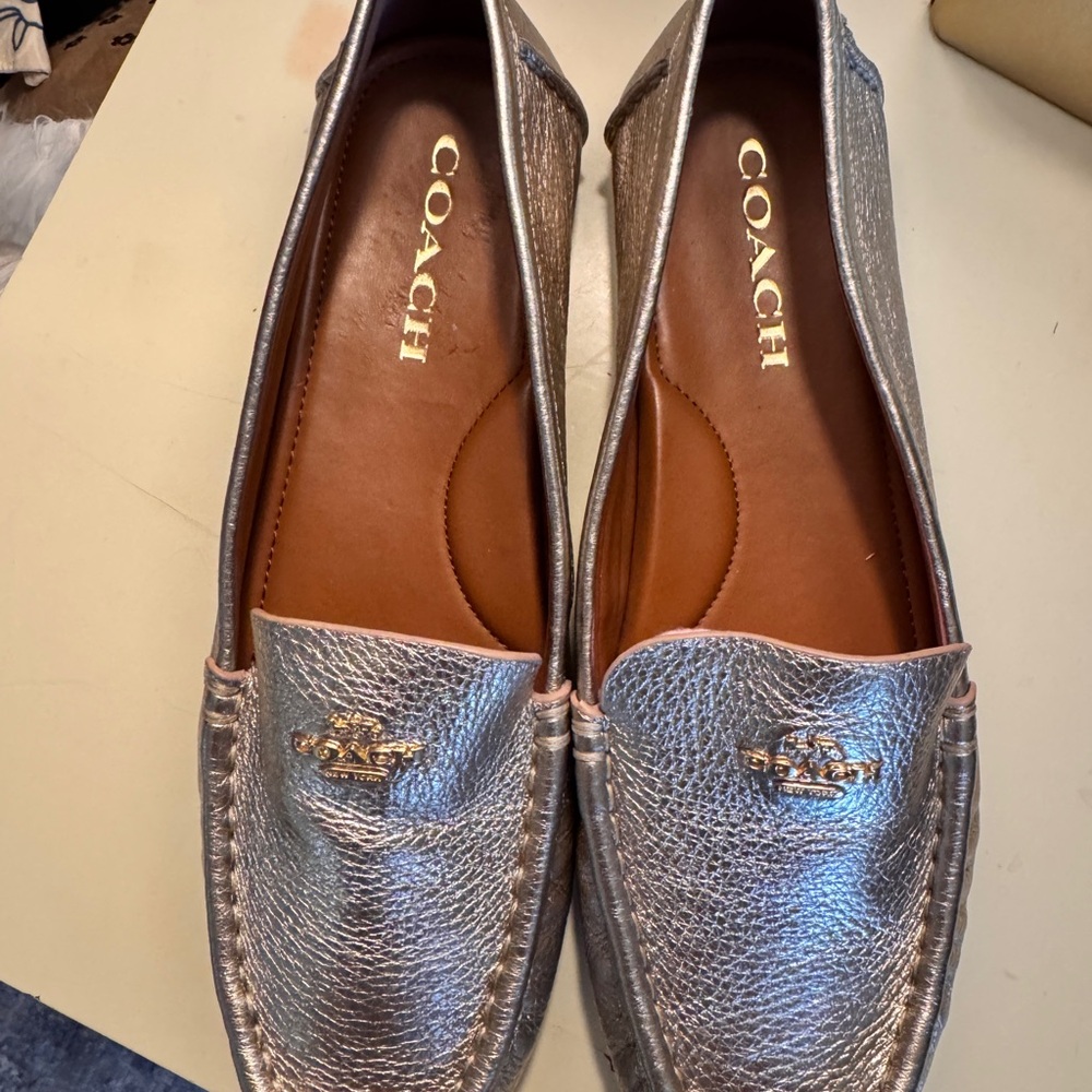 NWOT Coach Metallic Gold Women's Loafers